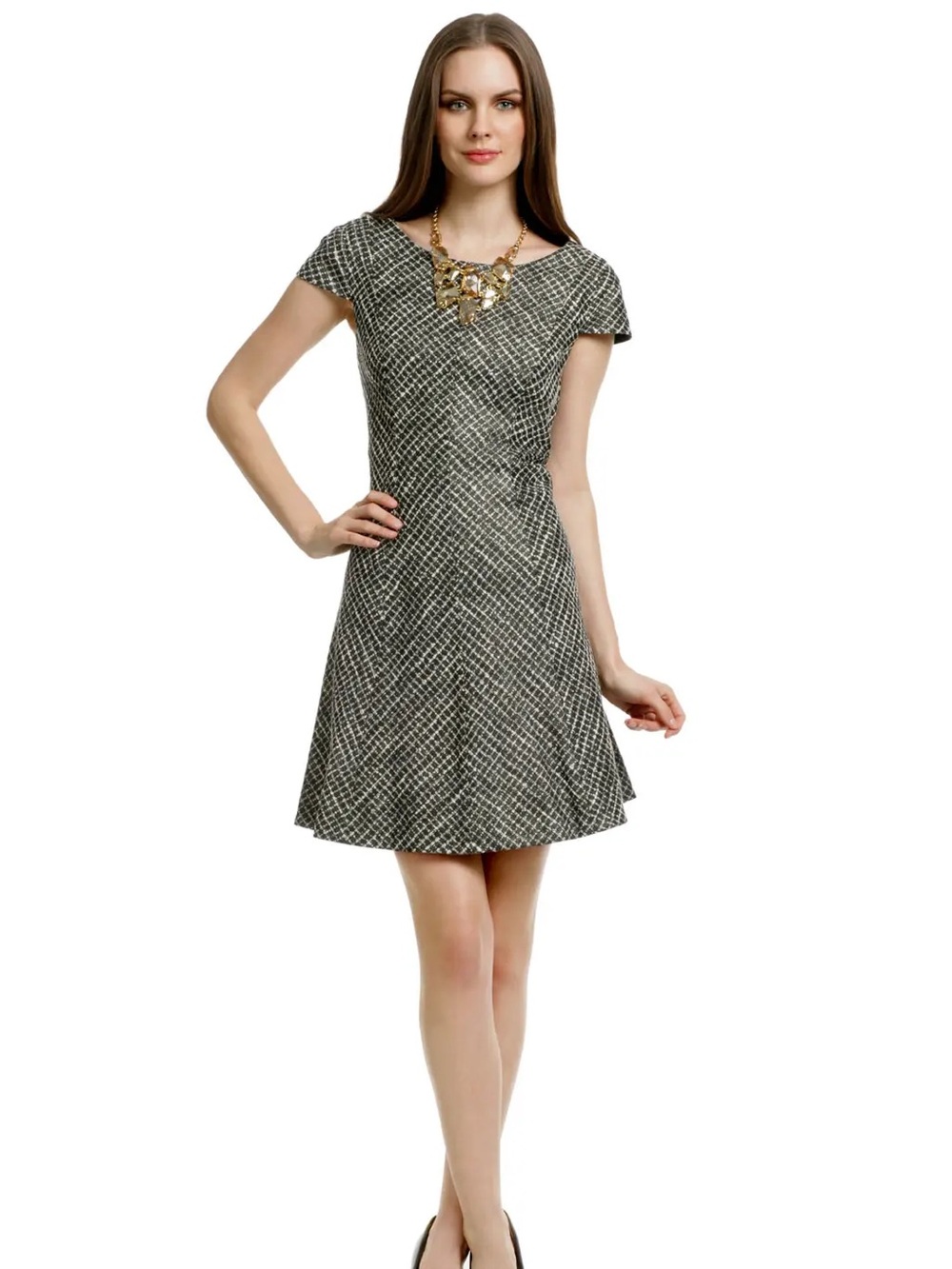 Shoshanna Basketweave Cap Sleeve Dress